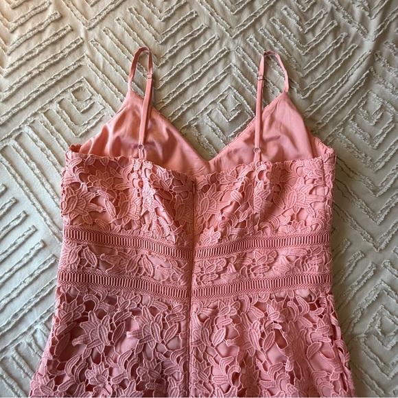 Eliza J. Asymmetric Hem Peach Lace Dress | 8